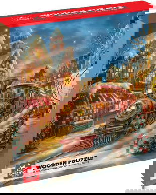 Puzzle 50 din lemn: Trenul lui Mos Craciun