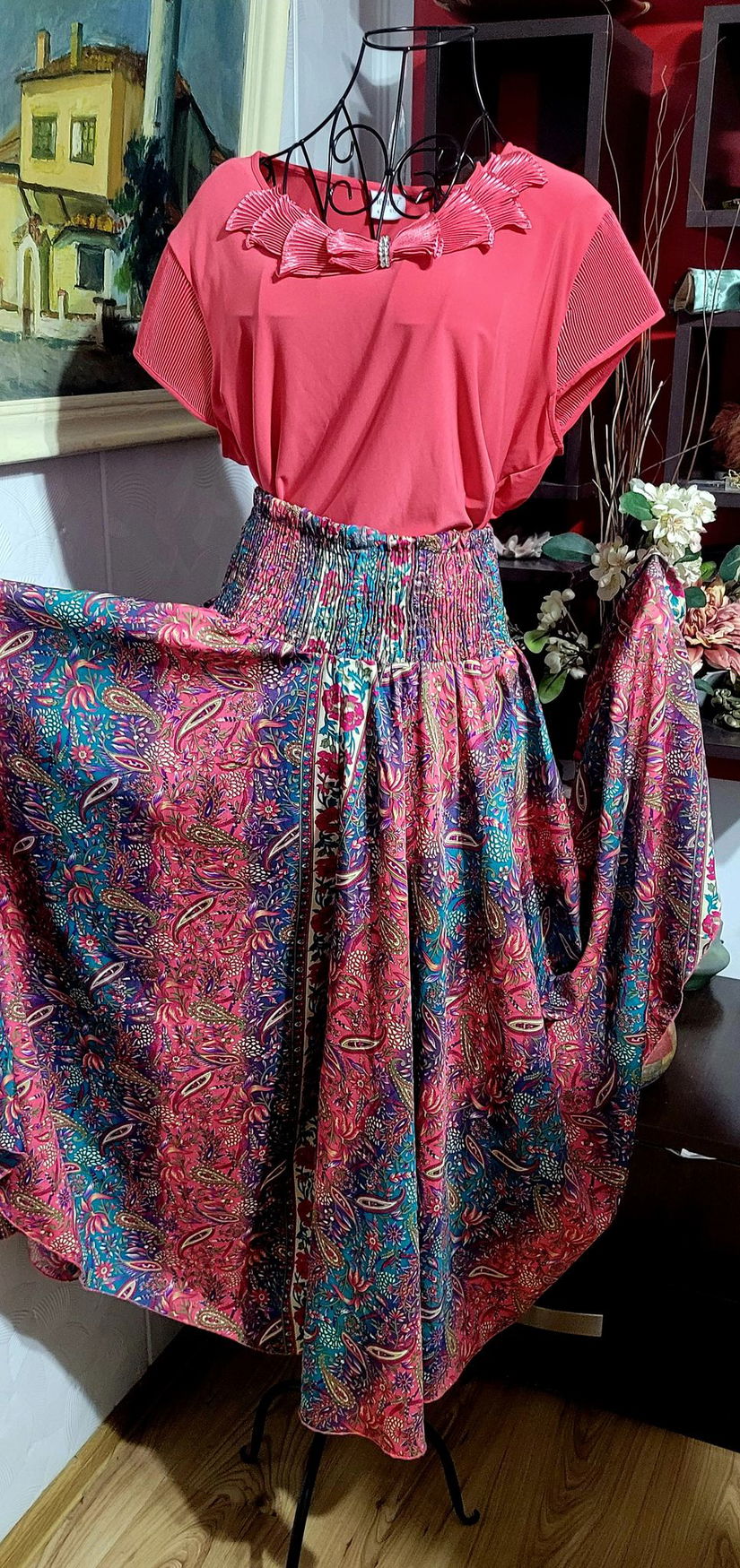 Fusta pantalon matase