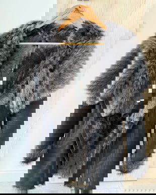 Haina din blana si piele naturala, marime S