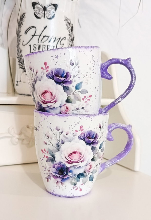 Set 2 cani decorate pentru cuplu