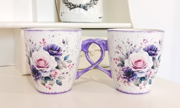 Set 2 cani decorate pentru cuplu