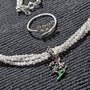 Set argint colier argint X3 piatra lunii charm argint flori lacramioare inel reglabil argint flori lacramioare minimalist boho chic trendy - Transport gratuit