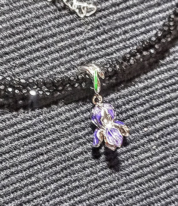 Colier argint X3 spinel charm floare iris argint minimalist boho chic trendy - Transport gratuit