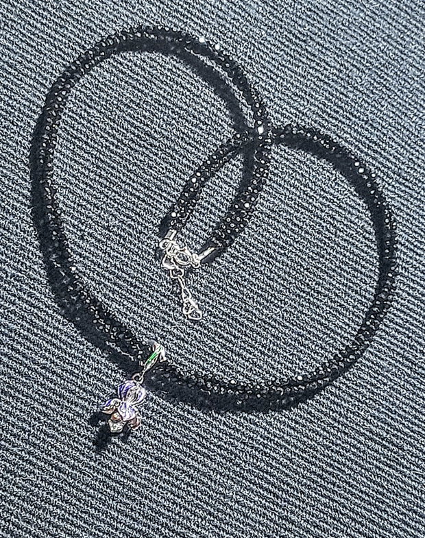 Colier argint X3 spinel charm floare iris argint minimalist boho chic trendy - Transport gratuit