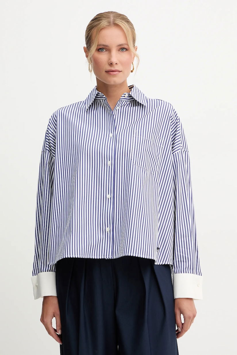 Weekend Max Mara cămașă din bumbac ARTURO culoarea bleumarin, cu guler clasic, relaxed, 2525116042600