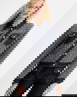 Morgan sacou culoarea bleumarin, un singur rând de nasturi, cu imprimeu, VOSCAR