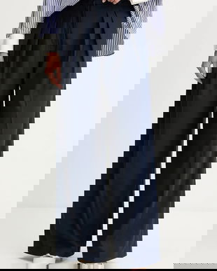 MM pantaloni VADIUS culoarea bleumarin, drept, high waist, 2526786118600