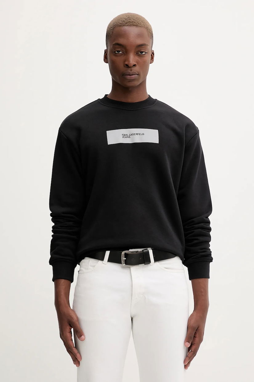 Karl Lagerfeld Jeans bluză culoarea negru, cu imprimeu, A4M20017