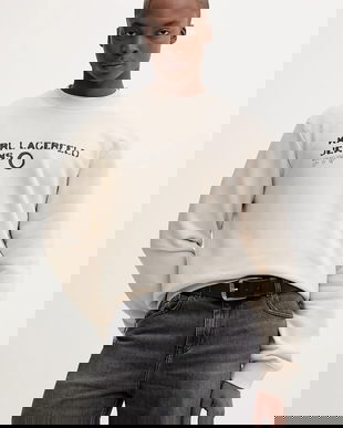 Karl Lagerfeld Jeans bluză culoarea bej, cu imprimeu, A4M20019