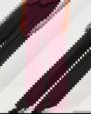 Medicine pantaloni din lana culoarea bordo, lat, high waist