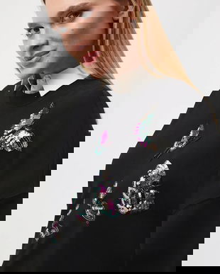 Medicine bluza culoarea negru, cu imprimeu