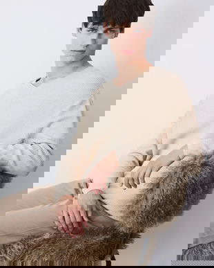 Medicine pulover de bumbac culoarea bej