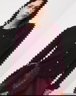 Medicine cardigan de lana culoarea bordo