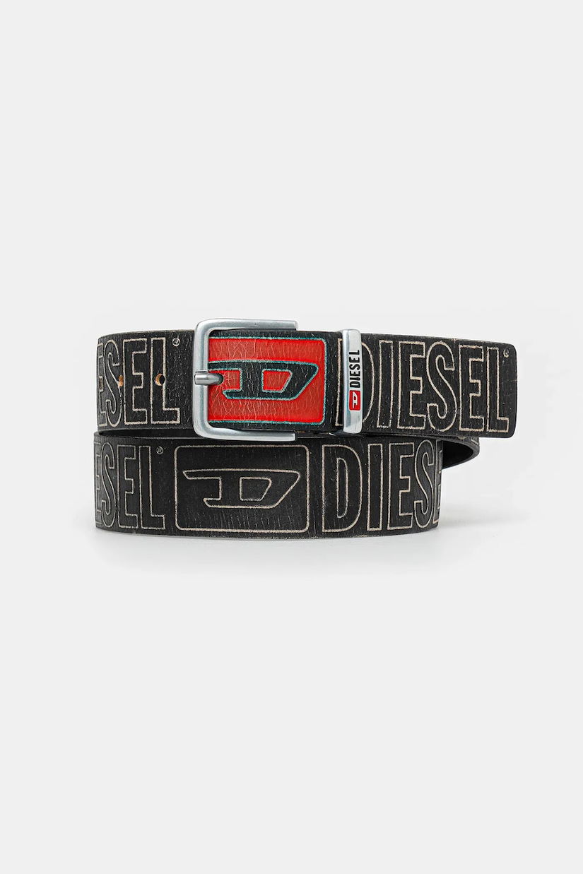Diesel curea de piele DIESEL LOGO B-BISCOTTO OUTLINE culoarea negru, X10427.P6812