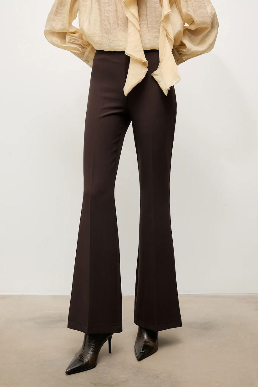 Answear.LAB pantaloni culoarea negru, evazati, high waist