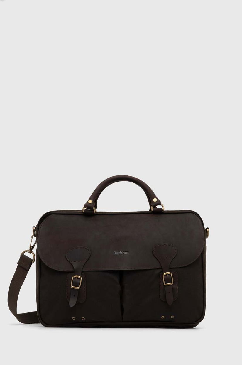 Barbour geantă Wax Leather Briefcase culoarea verde, UBA0004