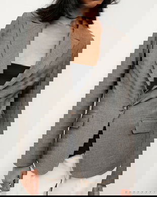 Answear.LAB sacou culoarea gri, un singur rand de nasturi, neted