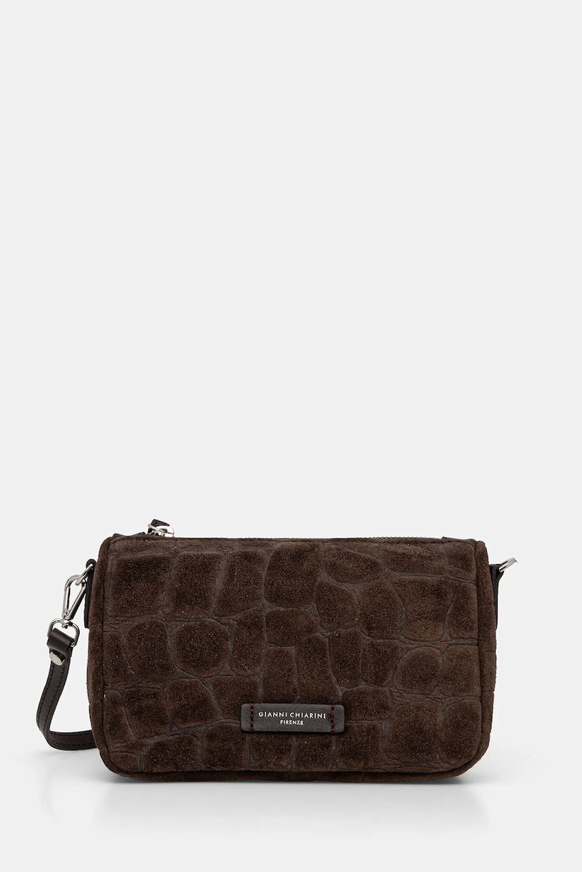 Gianni Chiarini geantă de mână din piele întoarsă NORA POUCH culoarea maro, BS.10224.CM