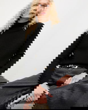 Answear.LAB pulover de cașmir culoarea negru, cu turtleneck