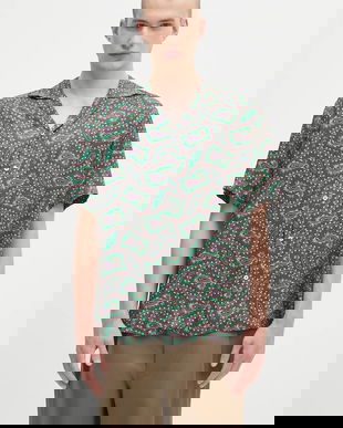 Drôle de Monsieur cămașă La Chemise Paisley culoarea verde, cu guler clasic, relaxed, H.SH229.VI021