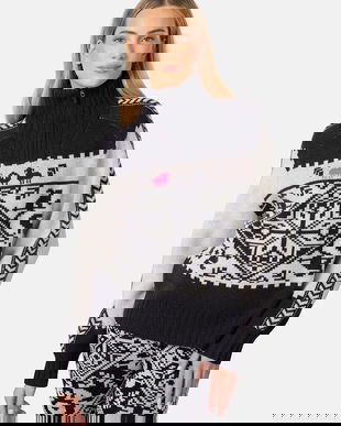 Kari Traa pulover din amestec de lână SAGA culoarea negru, cu guler, 623841