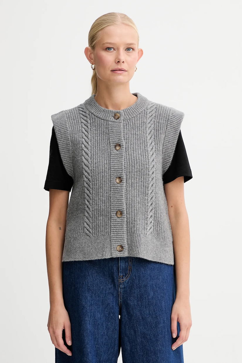 Levi's vestă din amestec de lână culoarea gri, călduros, 0038D