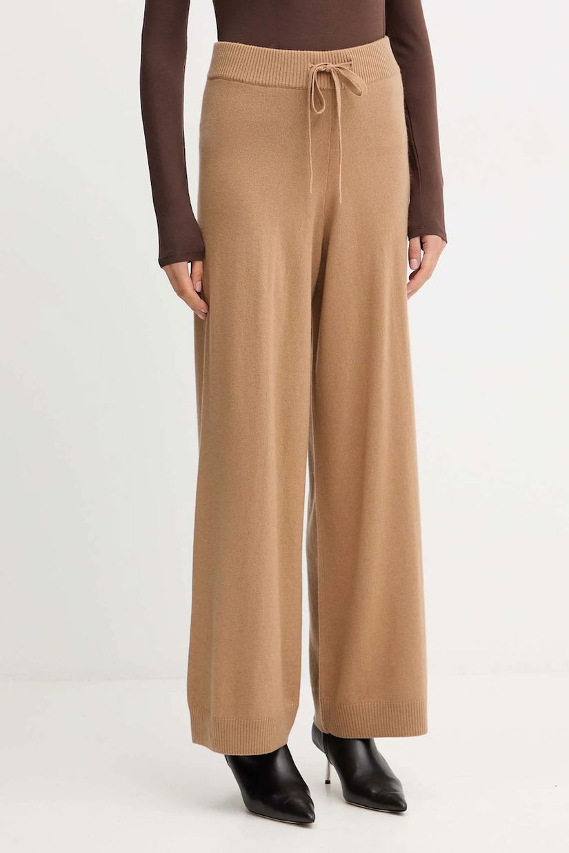 Weekend Max Mara pantaloni de lână JOSEF culoarea verde, 2525336012600