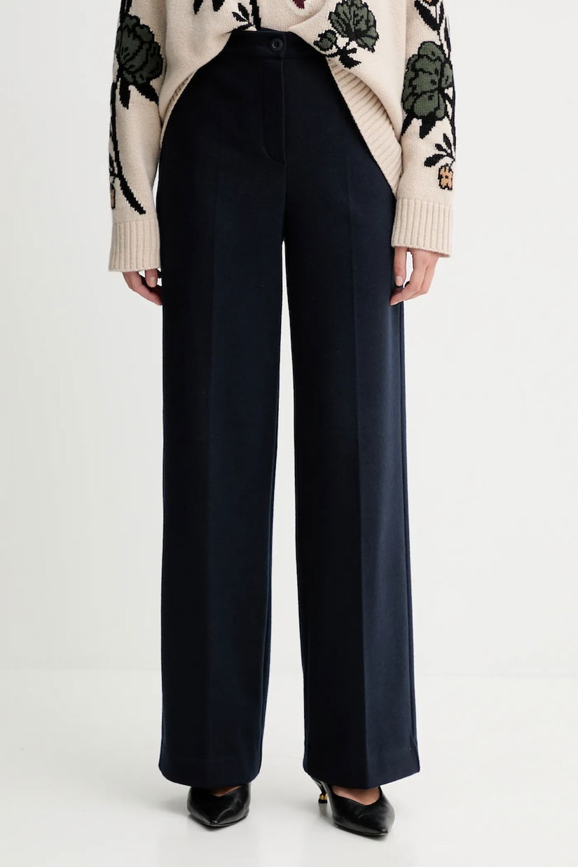Weekend Max Mara pantaloni ZELOTA culoarea bleumarin, lat, high waist, 2525786012600