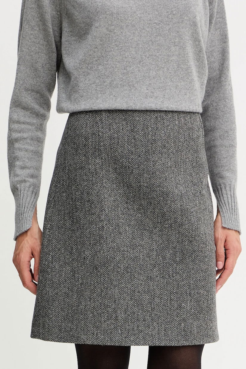 Weekend Max Mara fustă de lână MARCHE culoarea gri, mini, drept, 2525106022600
