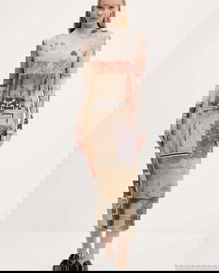 Desigual rochie LYRA culoarea bej, midi, drept, 25WWVK30