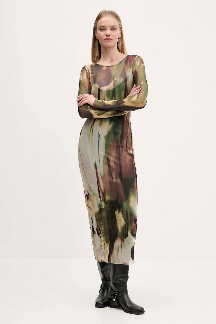 Desigual rochie GODIVA culoarea verde, maxi, drept, 25WWVK41