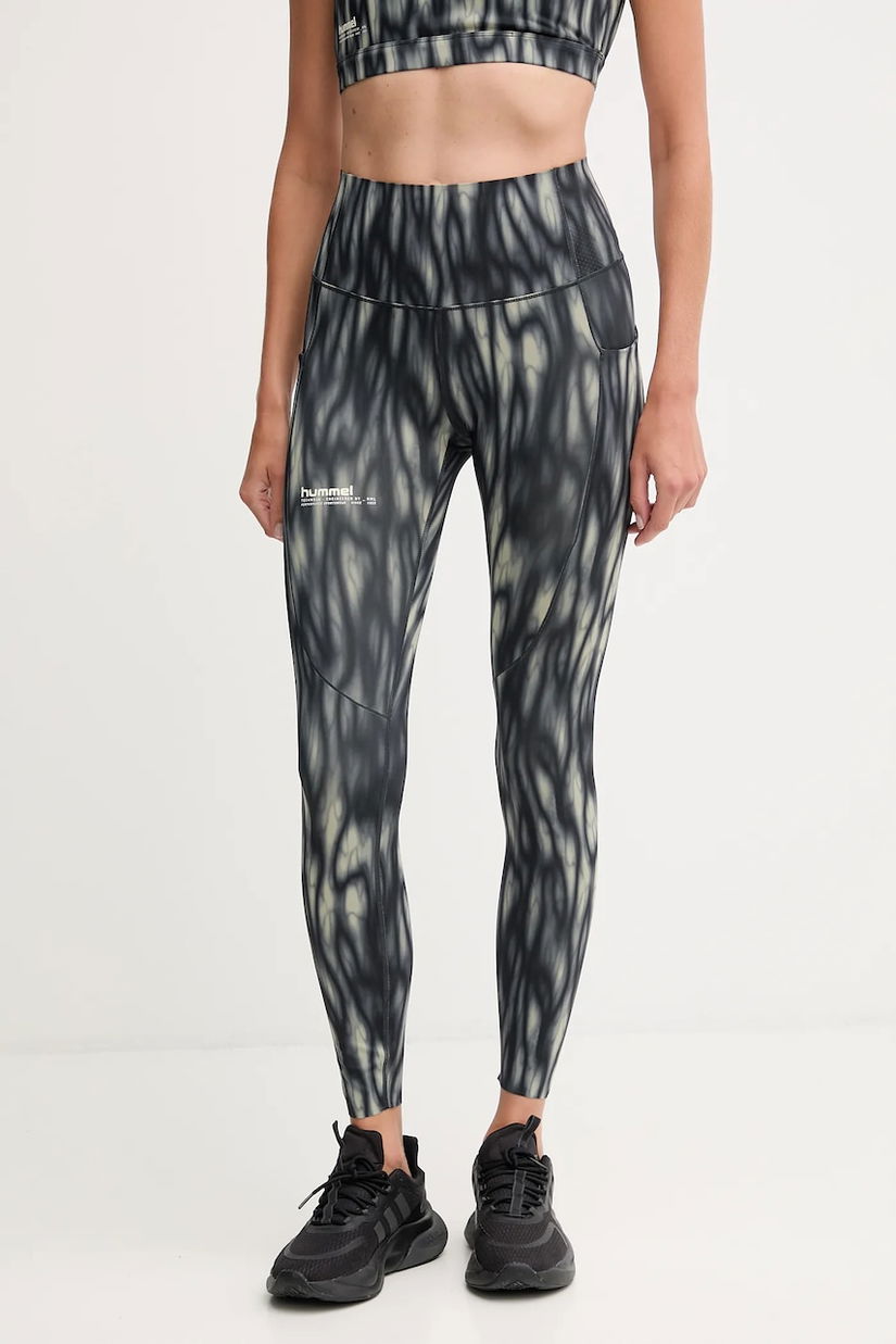 Hummel leggins de antrenament culoarea verde, cu imprimeu, 230134