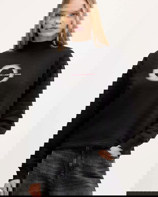 Karl Lagerfeld Jeans bluză culoarea negru, cu imprimeu, A4W20002