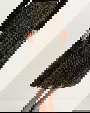 MICHAEL Michael Kors fustă culoarea verde, midi, evazați, MF570K9JX1