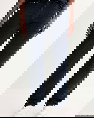 Tommy Jeans pantaloni de catifea cord culoarea bleumarin, drept, DM0DM22242