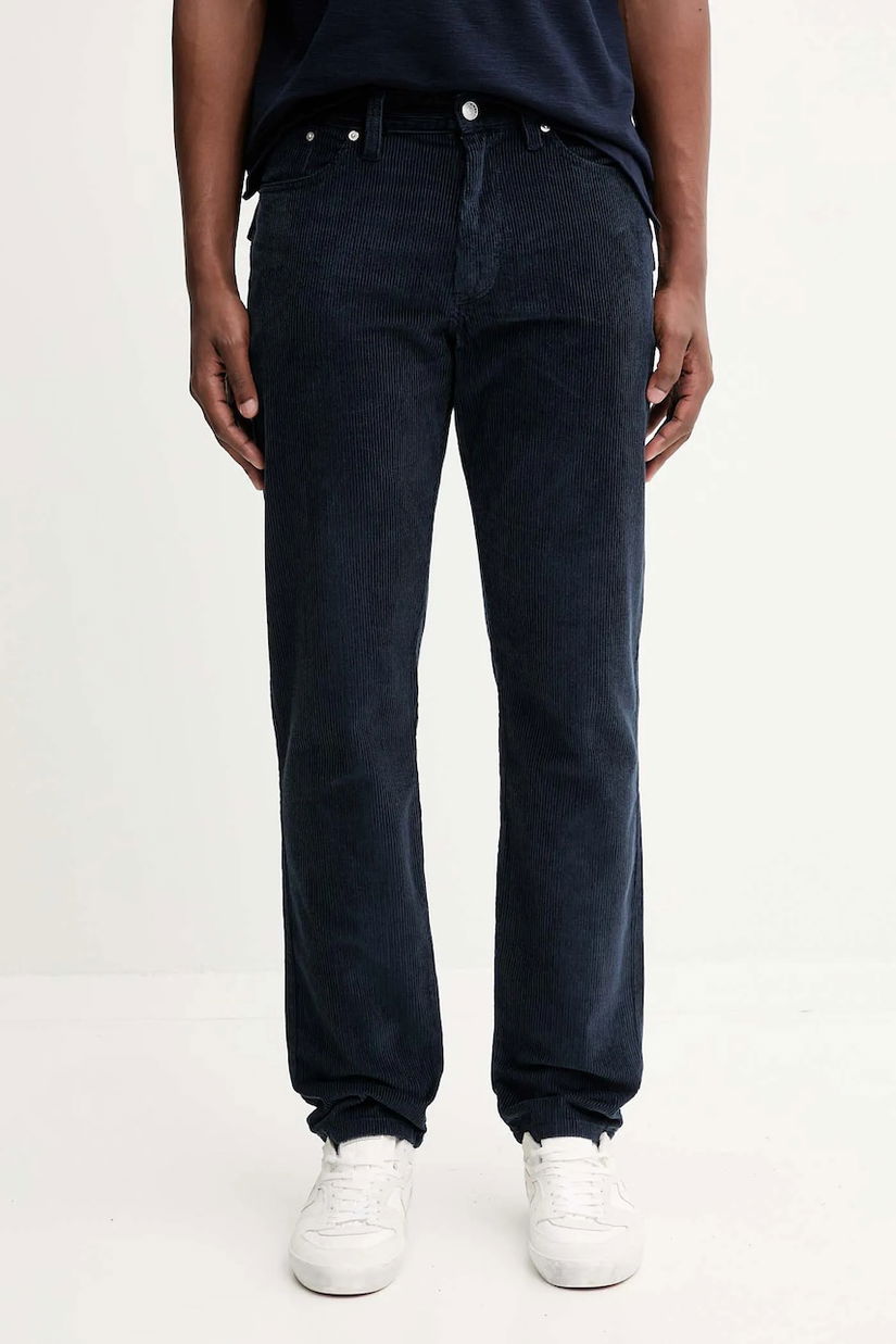 Tommy Jeans pantaloni de catifea cord culoarea bleumarin, drept, DM0DM22242