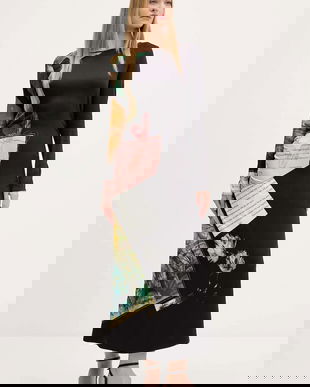 Desigual rochie PATCH FIONA culoarea negru, maxi, evazați, 25WWVW08