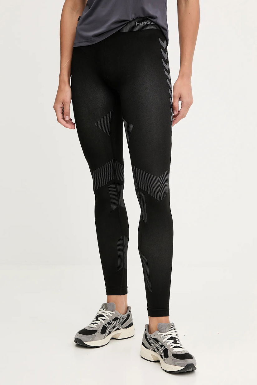 Hummel leggins de antrenament culoarea negru, cu imprimeu, 202648