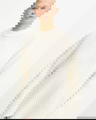 MICHAEL Michael Kors pulover din amestec de lână culoarea bej, călduros, MF5619OJVC