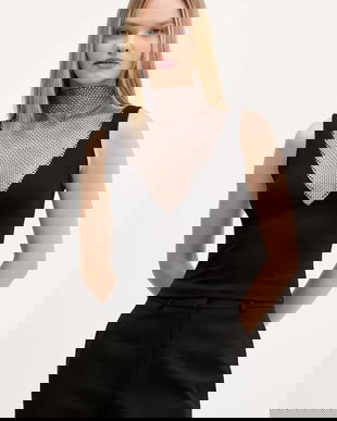 Karl Lagerfeld Jeans top culoarea negru, cu imprimeu, A4W17032