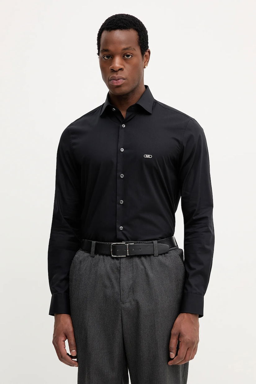 Michael Kors cămașă culoarea negru, cu guler italian, slim, MK0DS01288
