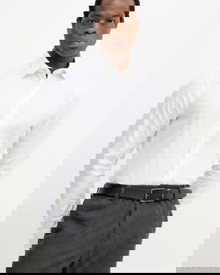 Michael Kors cămașă culoarea alb, cu guler clasic, slim, MK0DS01584