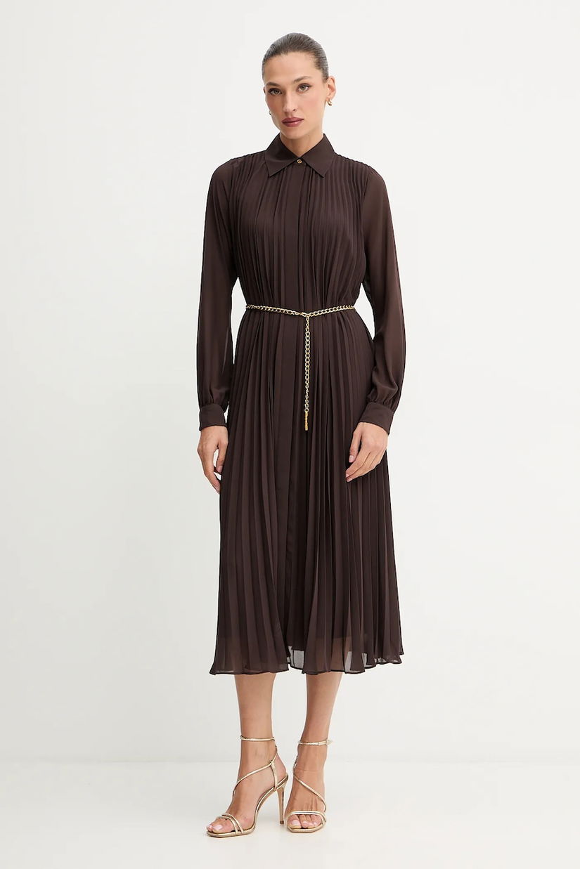 MICHAEL Michael Kors rochie culoarea maro, midi, evazați, MF5838A7R3