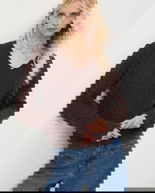 Medicine pulover culoarea maro, călduros