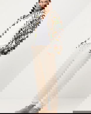 Medicine pantaloni de trening culoarea bej, neted