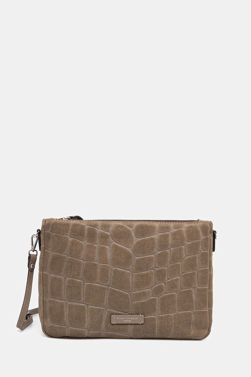 Gianni Chiarini geantă de mână din piele întoarsă NORA POUCH culoarea maro, BS 10225 CM-PL