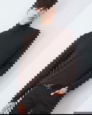 Medicine pulover culoarea maro, light, cu guler