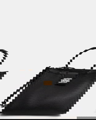 Geox poșetă de piele LEONORY culoarea negru, D35KQA 00046