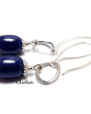 Cercei cu butoiase lapis lazuli
