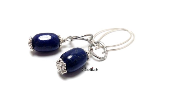 Cercei cu butoiase lapis lazuli